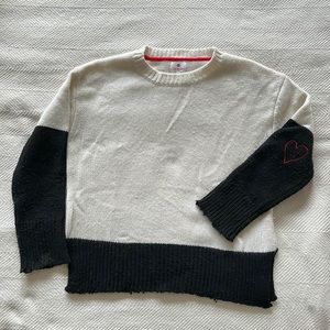 Sundry sweater, medium, cream with color block at sleeve and hem